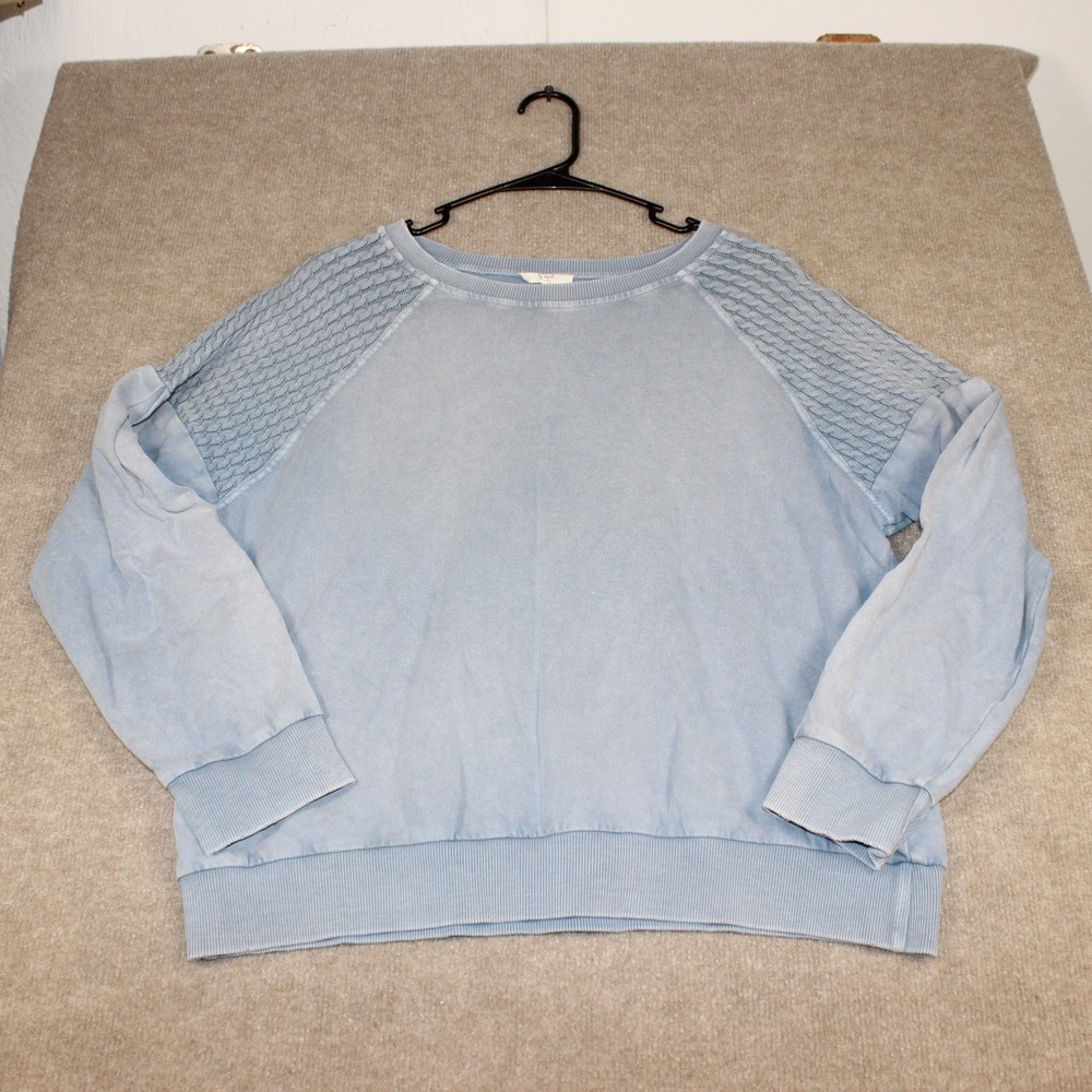 Easel Los Angeles Blue Mineral Wash Textured Shoulder Sweatshirt Medium ET12985